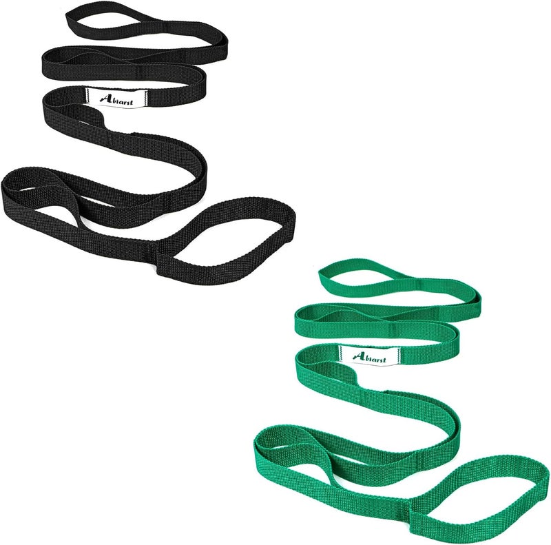 Abiarst Stretching Strap Yoga Straps for Physical Therapy, 10 Loops Non-Elastic Stretch Band for Pilates, Flexibility, Exercise and Gymnastics - Image 1